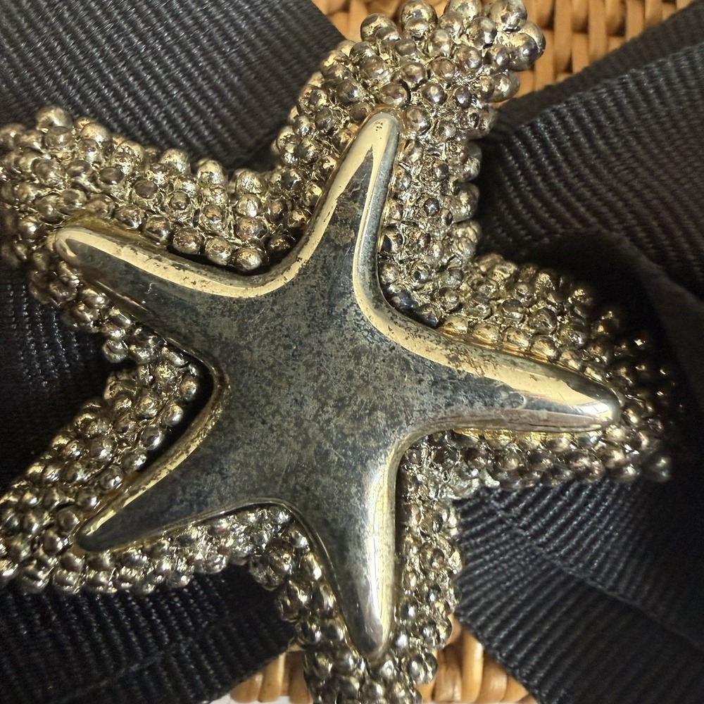 Lisi Lerch Bosom Buddy Bag Mini Straw Starfish Black Ribbon Rattan Handbag Purse - Picture 9 of 14